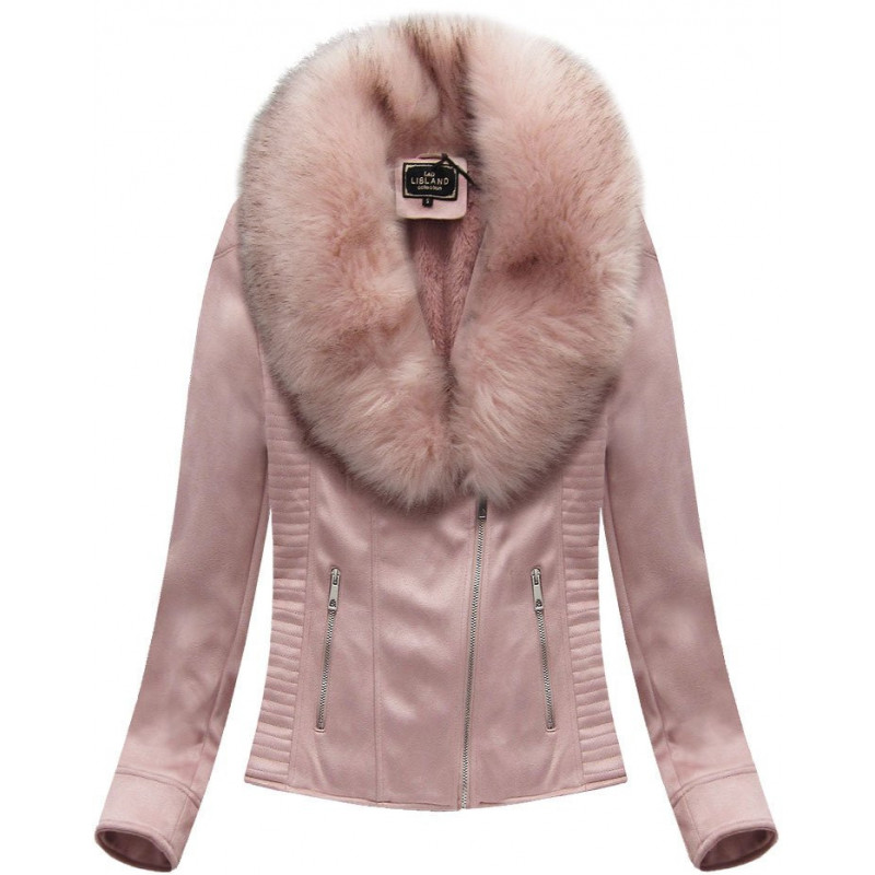 SUEDE MOTORCYCLE JACKET POWDER PINK (6501BIG) striukė