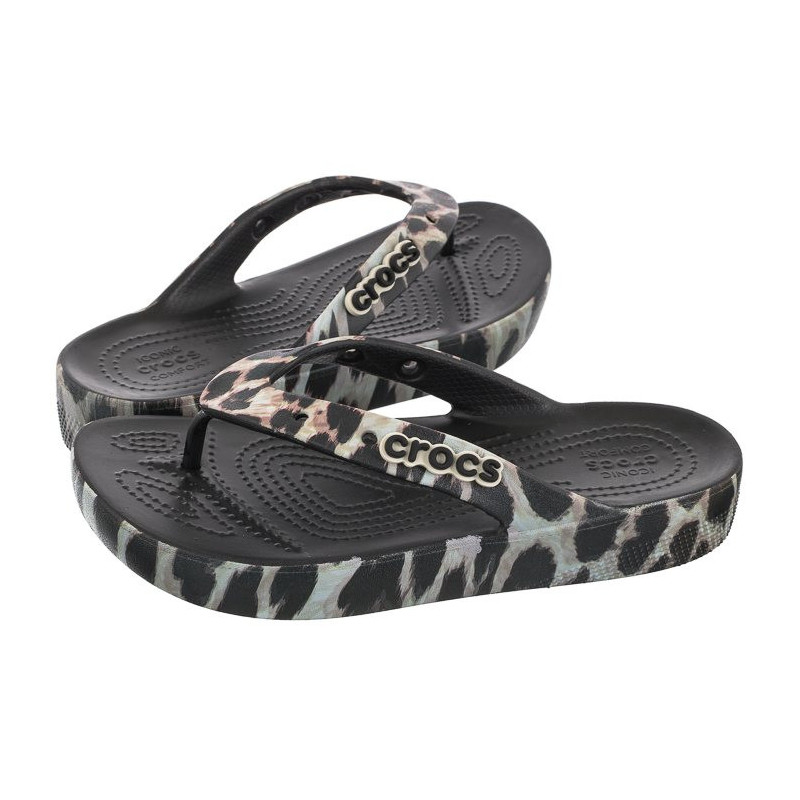 Crocs Classic Platform Animal Remix Flip W Black/Leopard 207845-0CU (CR235-a) šlepetės
