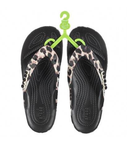 Crocs Classic Platform Animal Remix Flip W Black/Leopard 207845-0CU (CR235-a) šlepetės
