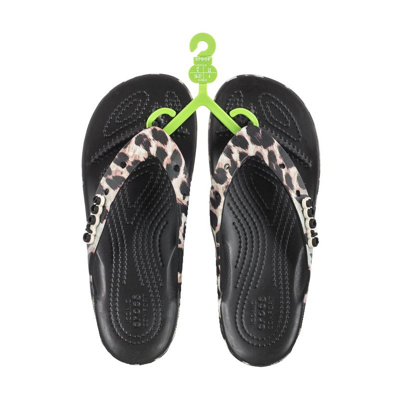 Crocs Classic Platform Animal Remix Flip W Black/Leopard 207845-0CU (CR235-a) šlepetės