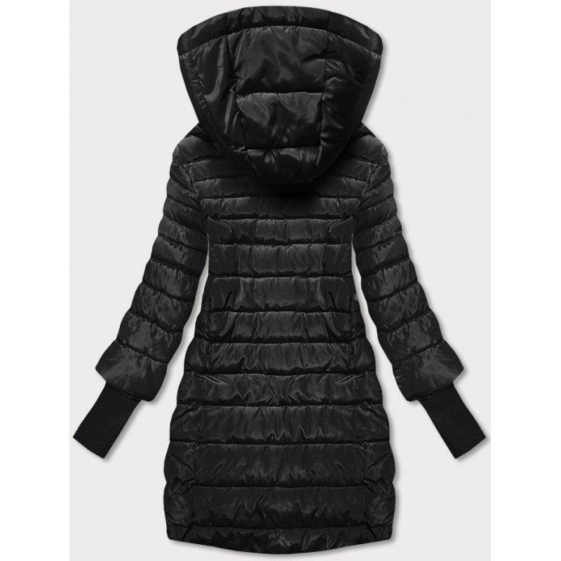 LONG JACKET WITH HOOD BLACK (PM7231) striukė LONG JACKET WITH HOOD BLACK (PM7231) striukė