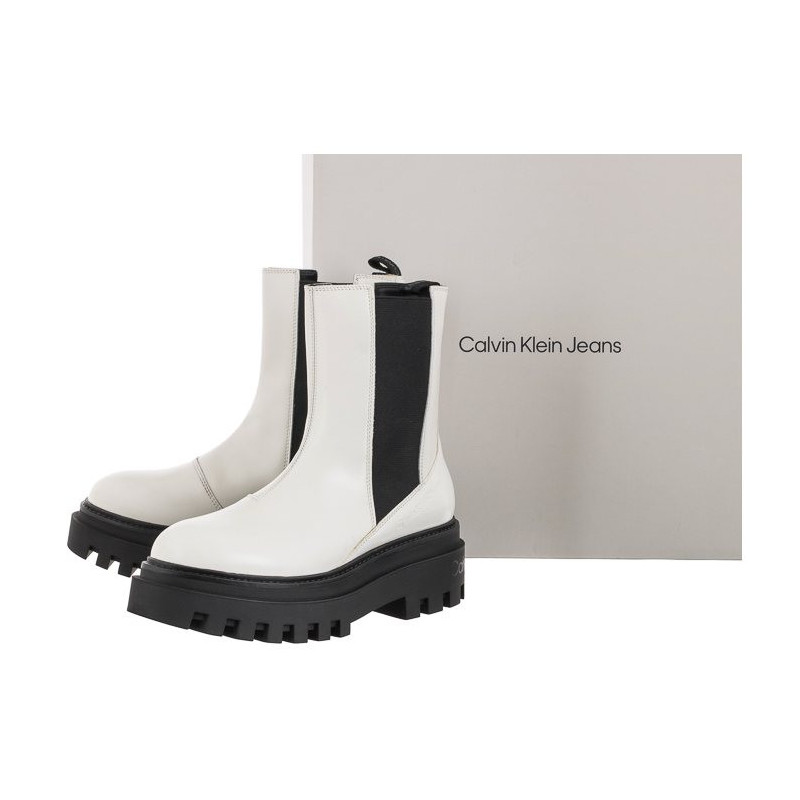 Calvin Klein Flatform Chelsea Boot YW0YW00850 YBR White (CK192-a) 