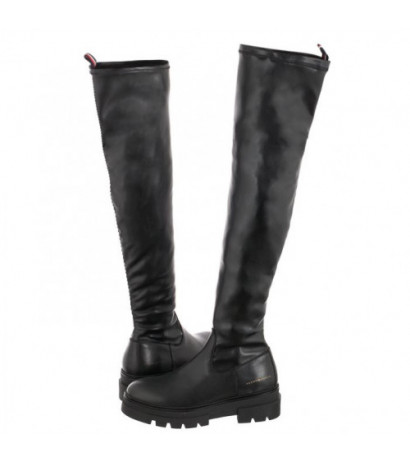 Tommy Hilfiger Monochromatic Over The Knee Boot FW0FW07055 BDS Black (TH605-a) batai