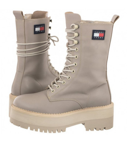 Tommy Hilfiger Tommy Jeans Flatform Padded Boot EN0EN01954 PKF Crushed Pebble (TH636-a) batai