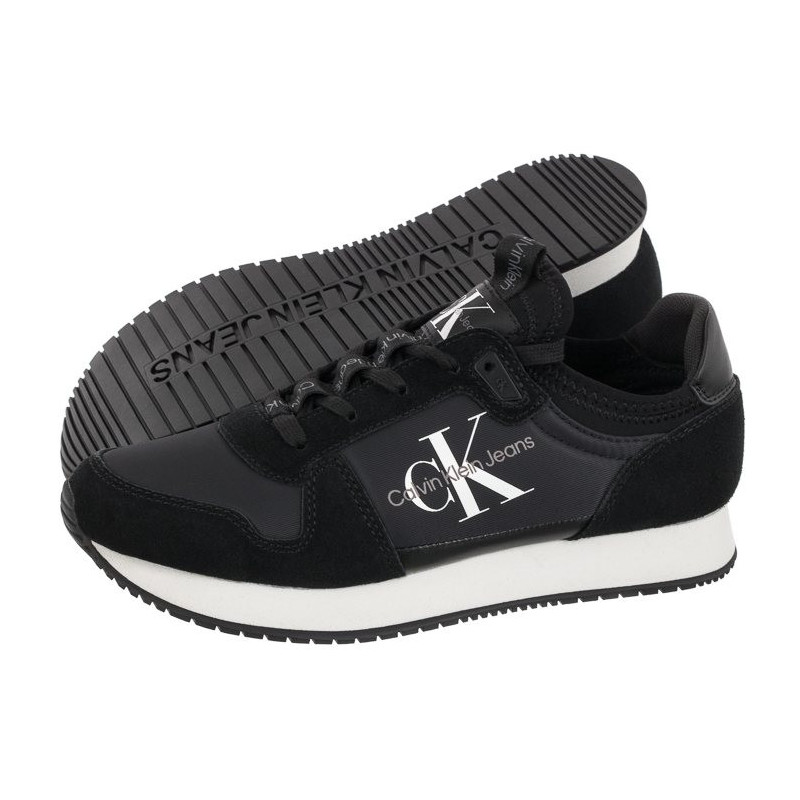Calvin Klein Runner Sock Laceup Ny-Lth W YW0YW00840 01H Black (CK216-a) bateliai
