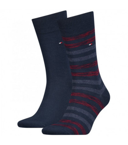 Tommy Hilfiger Th Men Duo Stripe Sock 2P Navy/Rouge 472001001 047 039 (TH656-a) kojinės - Drabuziai internetu