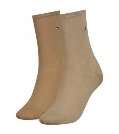 Tommy Hilfiger Th Women Sock 2P Tencel Beige Combo 701221054 002 035 (TH655-b) kojinės - Drabuziai internetu