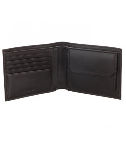 Calvin Klein Duo Stitch Bifold 5CC W/Coin Dark Brown K50K510322 GE7 (CK227-a) rankinė