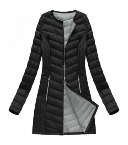 LONG QUILTED JACKET BLACK (21814) striukė - Drabuziai internetu