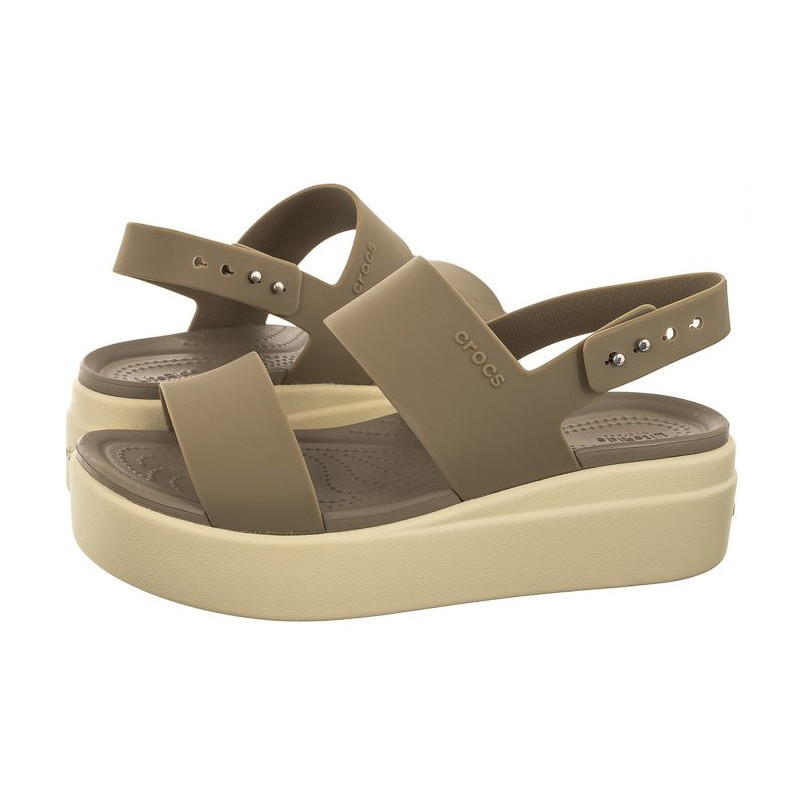 Crocs Brooklyn Low Wedge W Khaki/Bone 206453-2YI (CR199-e) bateliai