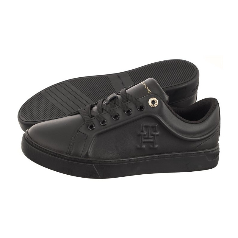 Tommy Hilfiger Casual Leather Cupsole Sneaker Triple Black FW0FW07288 0GQ (TH818-b) bateliai