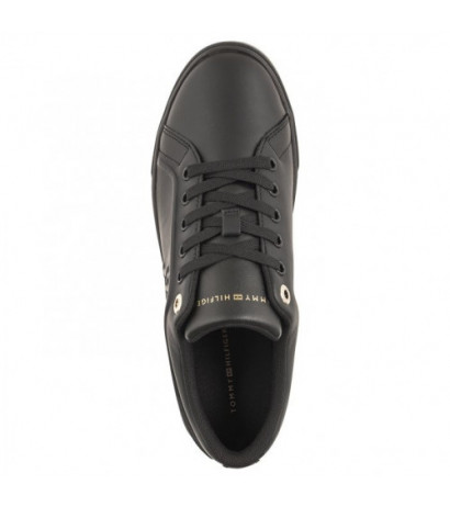Tommy Hilfiger Casual Leather Cupsole Sneaker Triple Black FW0FW07288 0GQ (TH818-b) bateliai