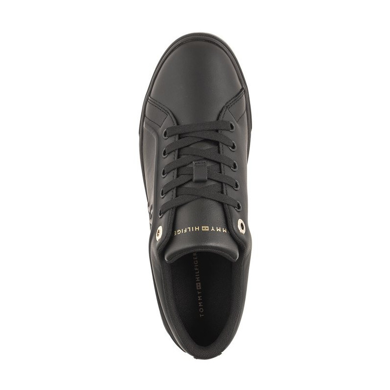 Tommy Hilfiger Casual Leather Cupsole Sneaker Triple Black FW0FW07288 0GQ (TH818-b) bateliai