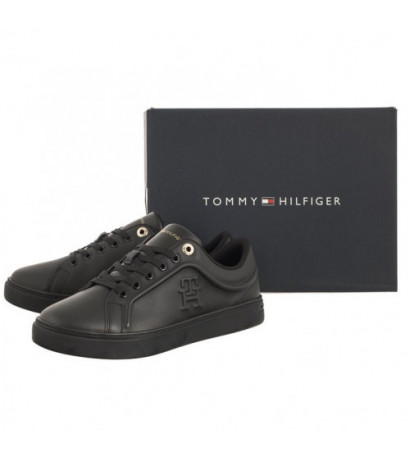Tommy Hilfiger Casual Leather Cupsole Sneaker Triple Black FW0FW07288 0GQ (TH818-b) bateliai