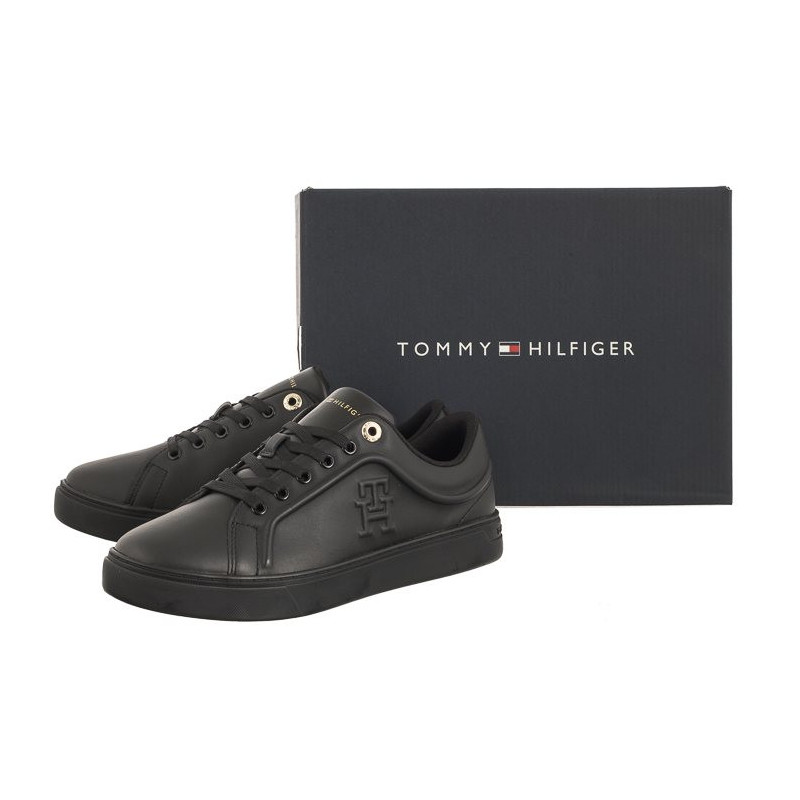 Tommy Hilfiger Casual Leather Cupsole Sneaker Triple Black FW0FW07288 0GQ (TH818-b) bateliai