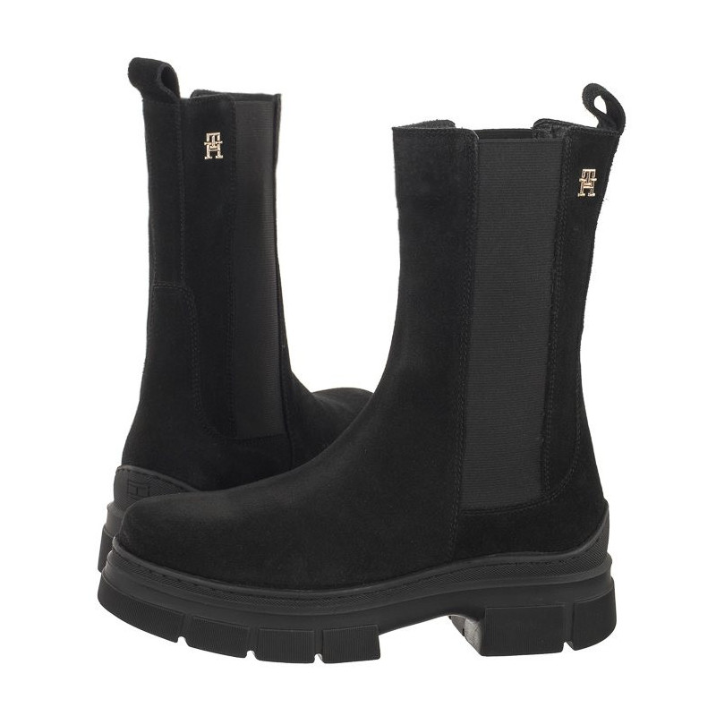 Tommy Hilfiger Essential Suede Chelsea Boot Black FW0FW07489 BDS (TH906-a) batai
