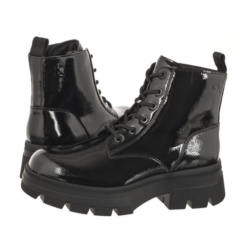 Calvin Klein Chunky Combat Laceup Boot Wn Triple Black YW0YW01265 0GT (CK397-a) batai