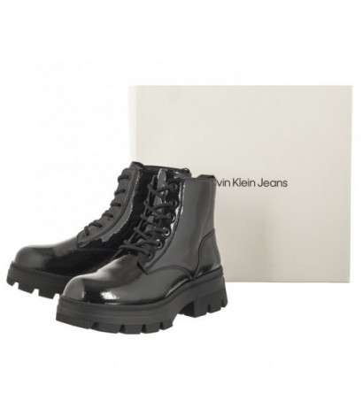 Calvin Klein Chunky Combat Laceup Boot Wn Triple Black YW0YW01265 0GT (CK397-a) batai