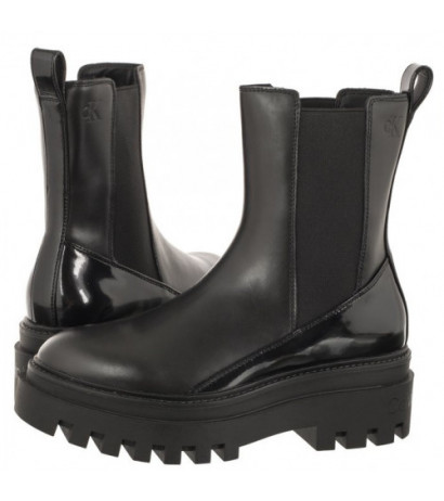 Calvin Klein Chunky Boot Chelsea Lth Mg Sat Triple Black YW0YW01286 0GT (CK413-b) batai