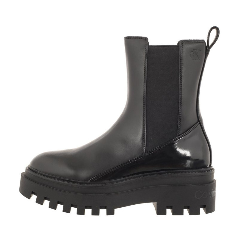 Calvin Klein Chunky Boot Chelsea Lth Mg Sat Triple Black YW0YW01286 0GT (CK413-b) batai