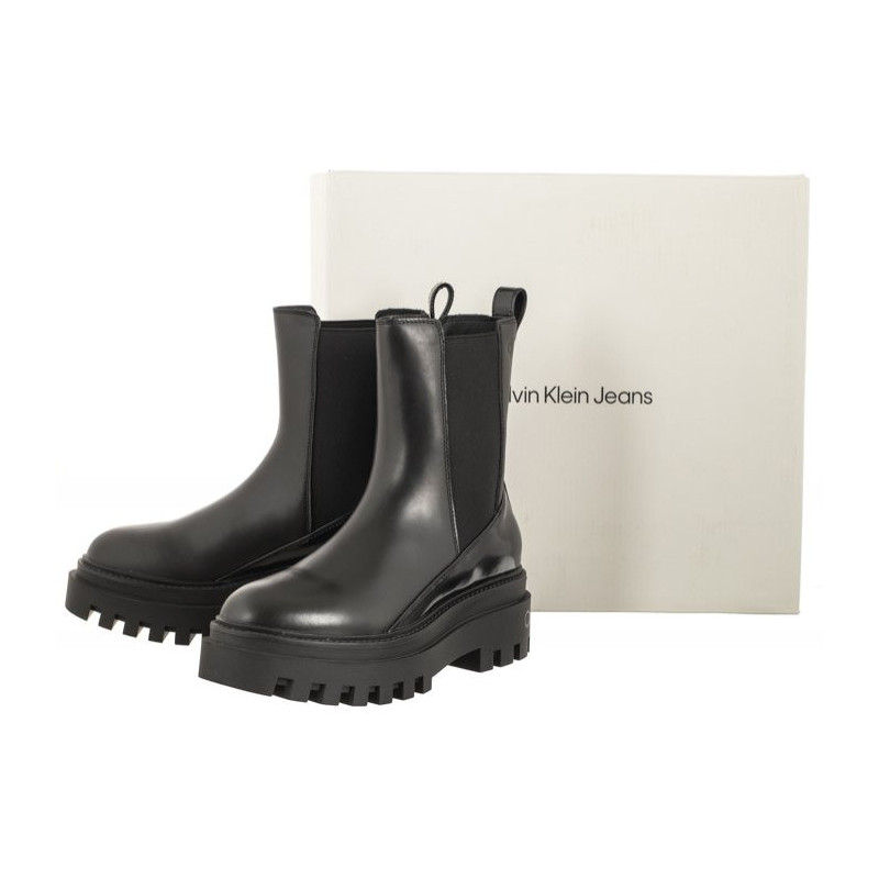 Calvin Klein Chunky Boot Chelsea Lth Mg Sat Triple Black YW0YW01286 0GT (CK413-b) batai