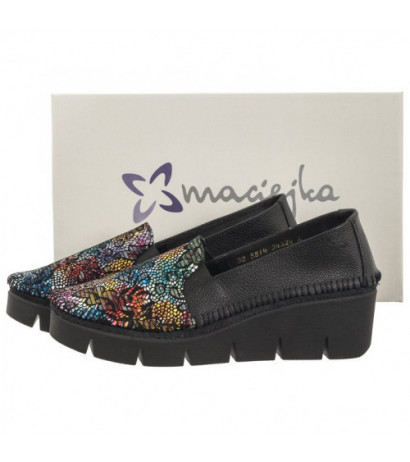Maciejka Czarne + Kwiaty 5814A-20/00-1 (MA1009-c) batai