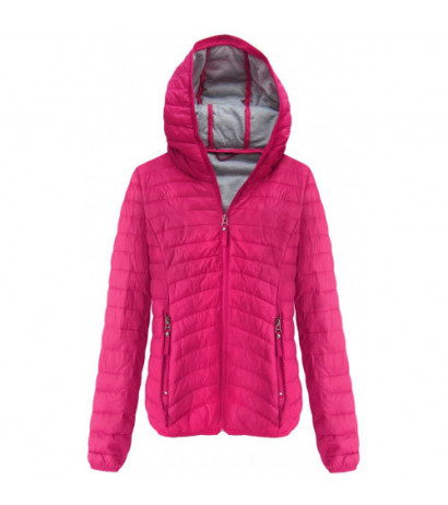 QUILTED HOODED JACKET AMARANTH (B1078) striukė - Drabuziai internetu