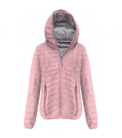 QUILTED HOODED JACKET VINTAGE PINK (B1078-30) striukė - Drabuziai internetu