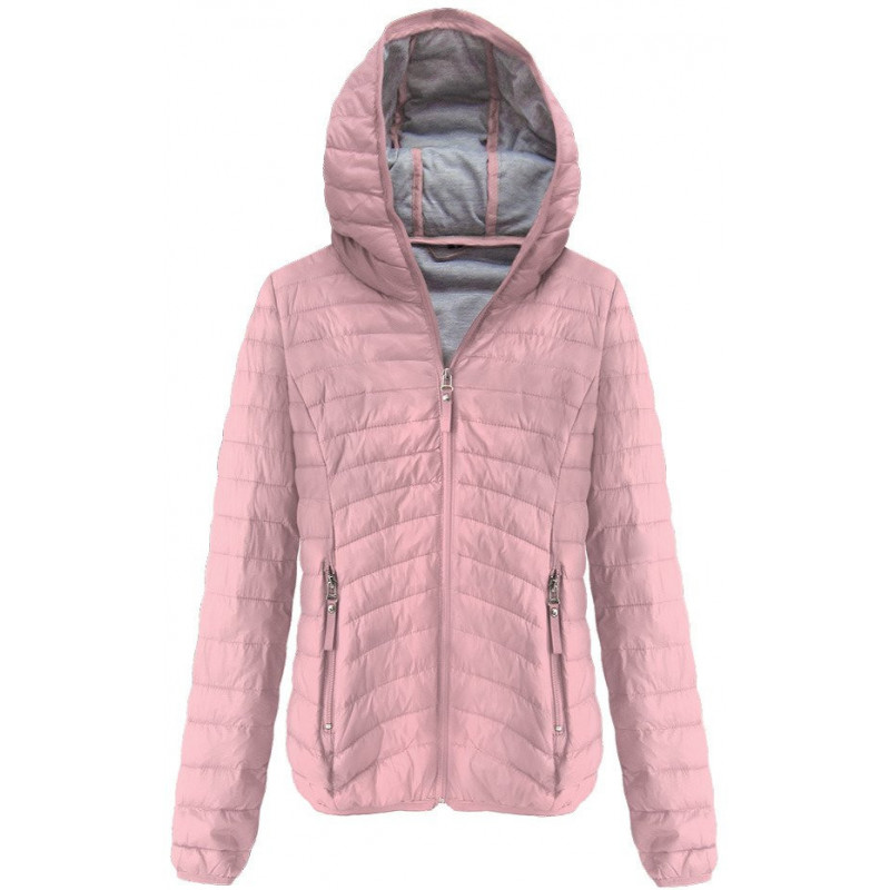 QUILTED HOODED JACKET VINTAGE PINK (B1078-30) striukė