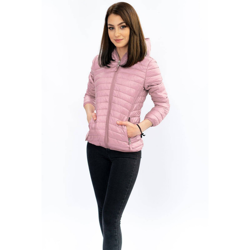 QUILTED HOODED JACKET VINTAGE PINK (B1078-30) striukė