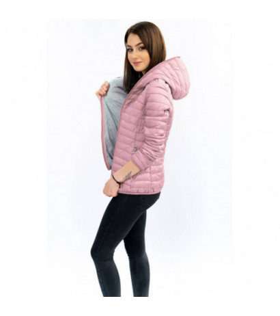 QUILTED HOODED JACKET VINTAGE PINK (B1078-30) striukė