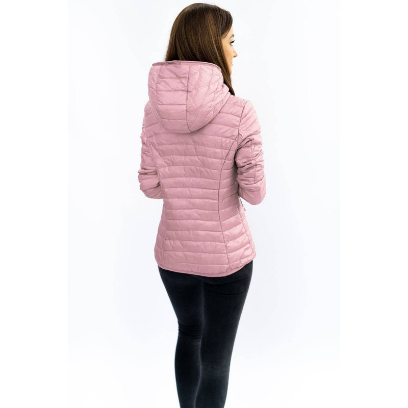 QUILTED HOODED JACKET VINTAGE PINK (B1078-30) striukė