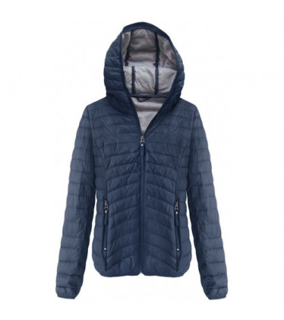 QUILTED HOODED JACKET NAVY BLUE (B1078-30) striukė