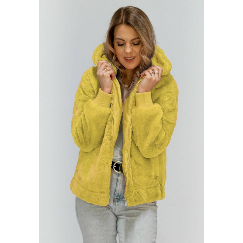 PLUSH JACKET WITH HOOD YELLOW (2019) striukė PLUSH JACKET WITH HOOD YELLOW (2019) striukė