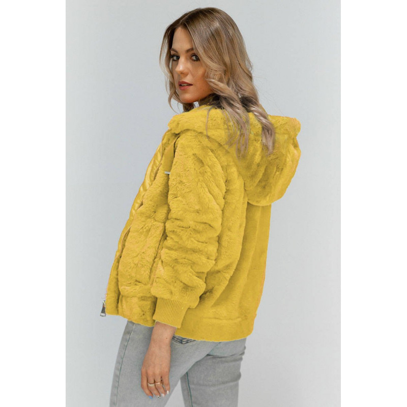 PLUSH JACKET WITH HOOD YELLOW (2019) striukė PLUSH JACKET WITH HOOD YELLOW (2019) striukė