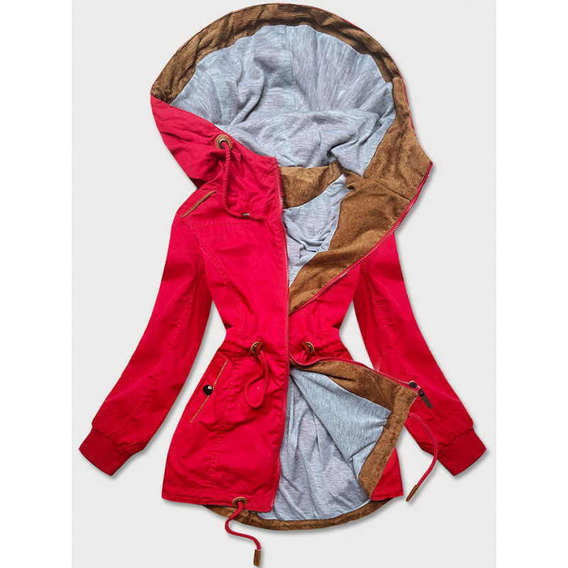 RED SHORT PARKA WITH HOOD (TLR335) striukė