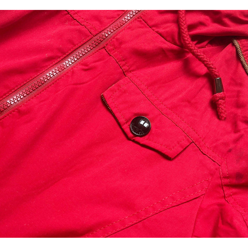 RED SHORT PARKA WITH HOOD (TLR335) striukė RED SHORT PARKA WITH HOOD (TLR335) striukė
