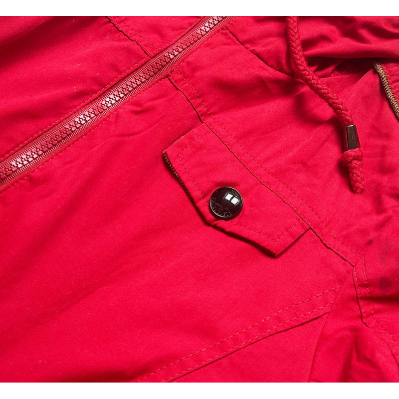 RED SHORT PARKA WITH HOOD (TLR335) striukė