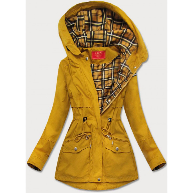 SHORT YELLOW PARKA WITH HOOD (TLR243) striukė SHORT YELLOW PARKA WITH HOOD (TLR243) striukė