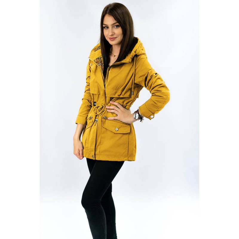 SHORT YELLOW PARKA WITH HOOD (TLR243) striukė SHORT YELLOW PARKA WITH HOOD (TLR243) striukė