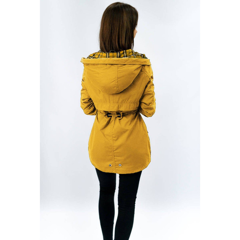 SHORT YELLOW PARKA WITH HOOD (TLR243) striukė SHORT YELLOW PARKA WITH HOOD (TLR243) striukė