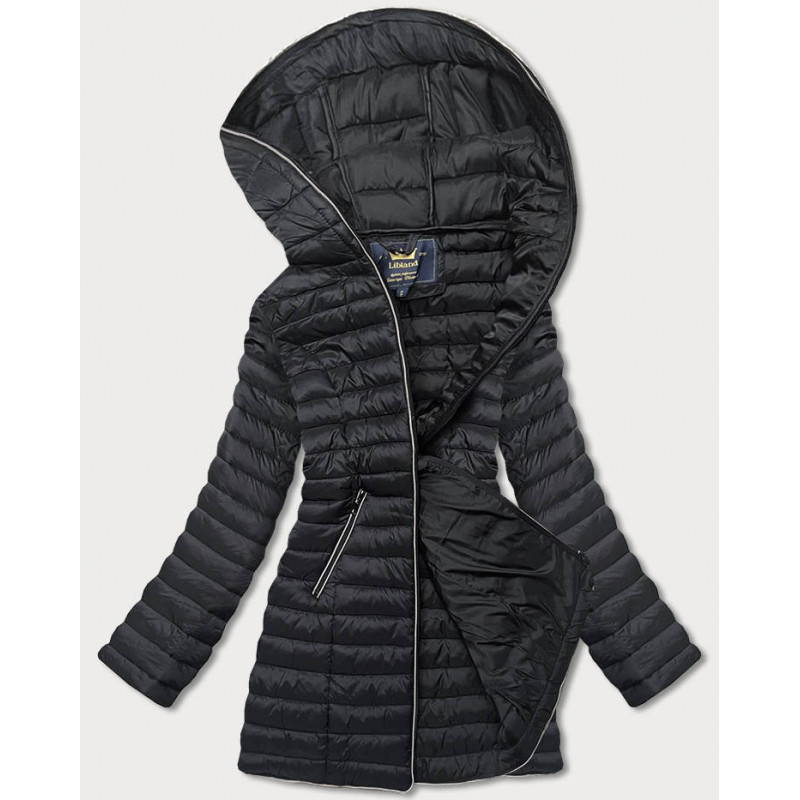 HOODED QUILTED JACKET BLACK (7153) striukė HOODED QUILTED JACKET BLACK (7153) striukė