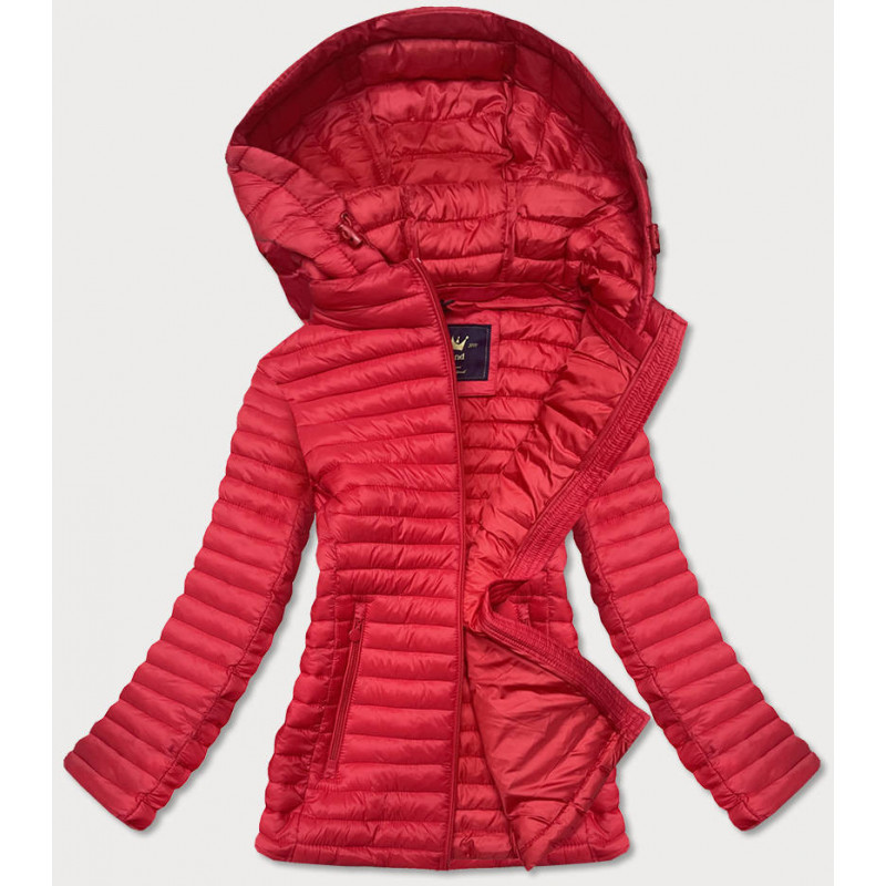 QUILTED HOODED JACKET RED (7218) striukė QUILTED HOODED JACKET RED (7218) striukė