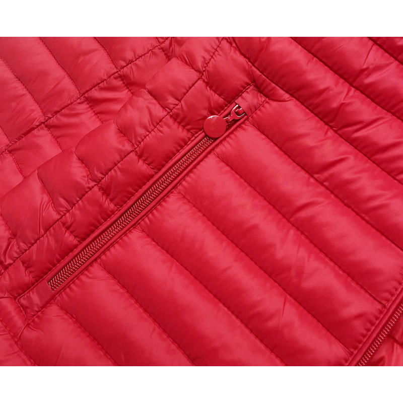 QUILTED HOODED JACKET RED (7218) striukė QUILTED HOODED JACKET RED (7218) striukė