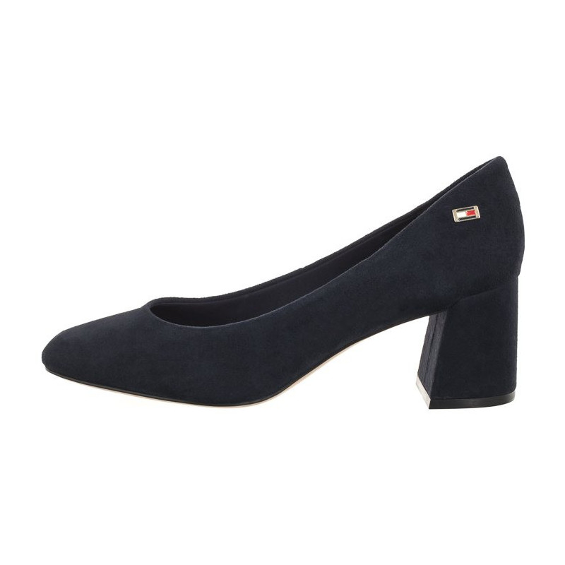 Tommy Hilfiger TH Suede Mid Heel Block Pump Space Blue FW0FW07717 DW6 (TH1027-a) bateliai