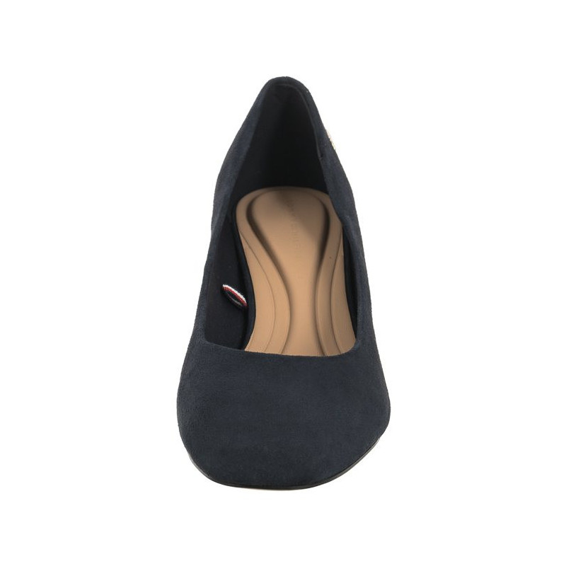 Tommy Hilfiger TH Suede Mid Heel Block Pump Space Blue FW0FW07717 DW6 (TH1027-a) bateliai