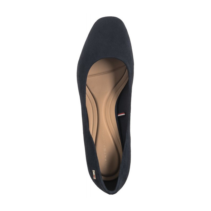 Tommy Hilfiger TH Suede Mid Heel Block Pump Space Blue FW0FW07717 DW6 (TH1027-a) bateliai
