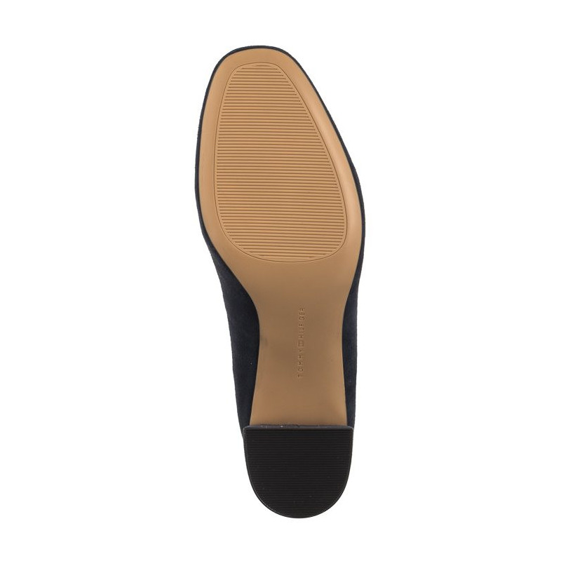 Tommy Hilfiger TH Suede Mid Heel Block Pump Space Blue FW0FW07717 DW6 (TH1027-a) bateliai