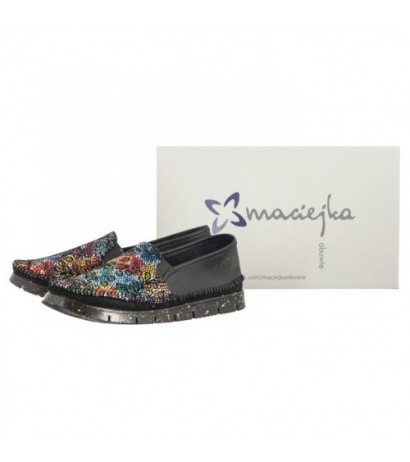Maciejka Czarne/Kwiaty 03512-56/00-0 (MA1168-a) batai