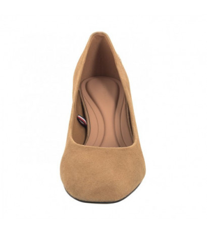 Tommy Hilfiger TH Suede Mid Heel Block Pump Classic Khaki FW0FW07717 RBL (TH1027-b) bateliai